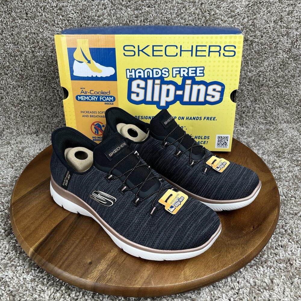 Skechers Summits Hands Free Slip-INS Women’s 9.5 Black / Rose Gold 150277-BKRG
